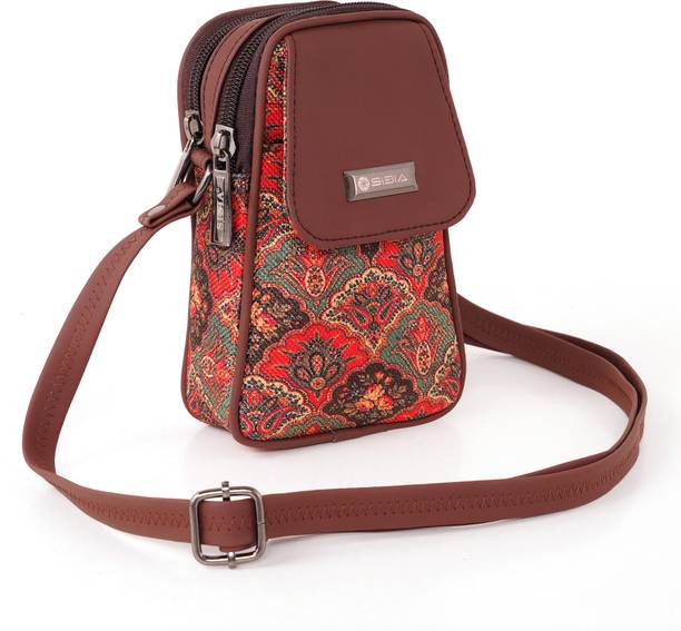 Multicolor Women Sling Bag Sanganeri Art Print Mobile Pouch