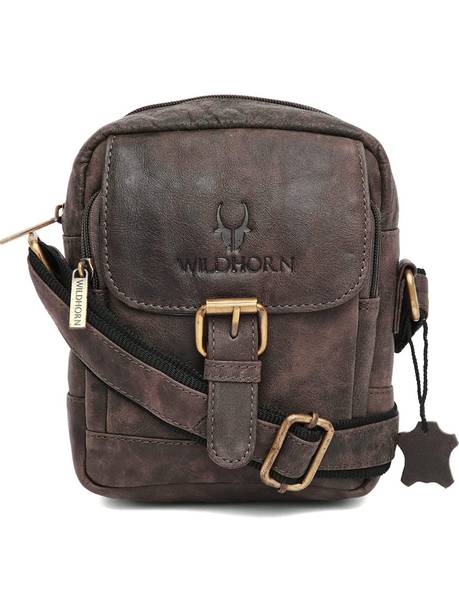 WILDHORN Brown Men Sling Bag Genuine Leather Sling Bag for Men