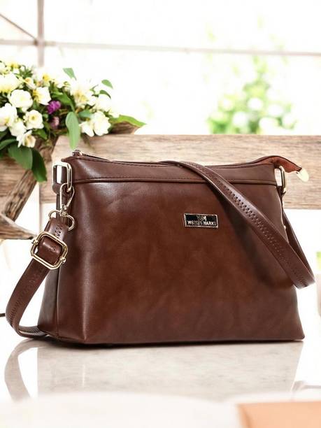 Brown Women Sling Bag NSB-04-LEAF-DARK