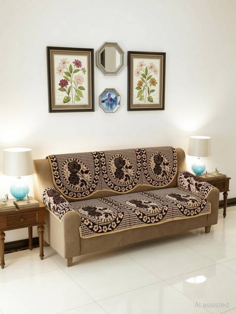 Shivkirpa Cotton 3 Seater Sofa Floral Cover