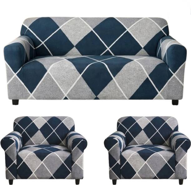 Sinicki Polyester 3+1+1 Seater Sofa Printed Cover