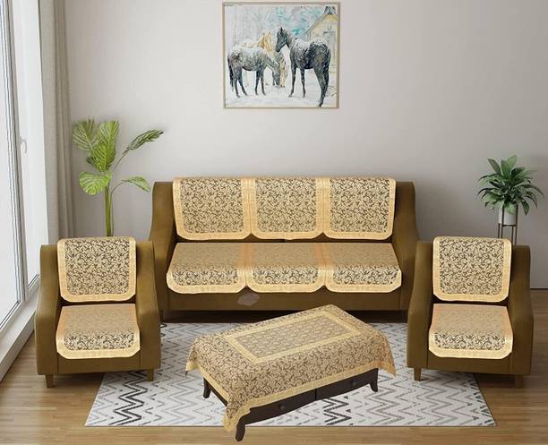 EASTTARDOMM Cotton Floral 3+1+1 Seater Sofa Cover