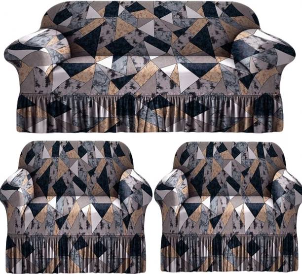 Vikto Polyester 3+1+1 Seater Sofa Floral Cover
