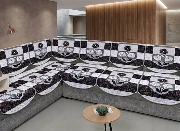 Crafting Bear Cotton 4+3 Seater L-Shape Sofa Floral Cover
