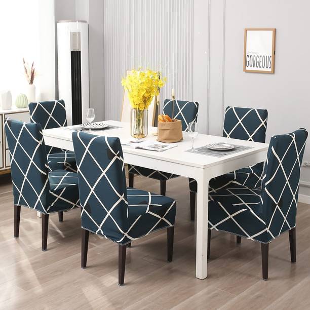 QUIRKYHUB Polycotton Geometric 6 Seater Chair Cover