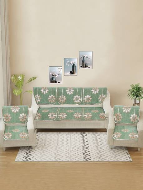 MORADO Chenille 3+1+1 Seater Sofa Floral Cover