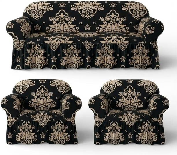 Vikto Polyester 3+1+1 Seater Sofa Floral Cover
