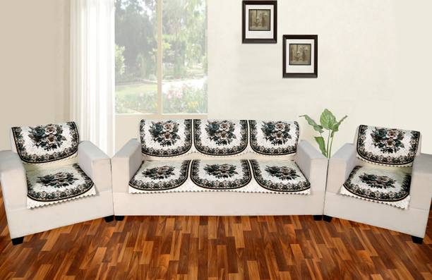 Nendle Velvet 3+1+1 Seater Sofa Floral Cover