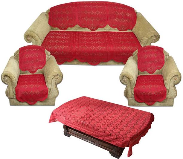 EASTTARDOMM Cotton Floral 3+1+1 Seater Sofa Cover