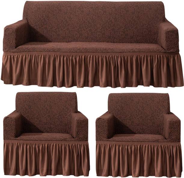 HOKiPO Polyester Plain 3+1+1 Seater Sofa Cover