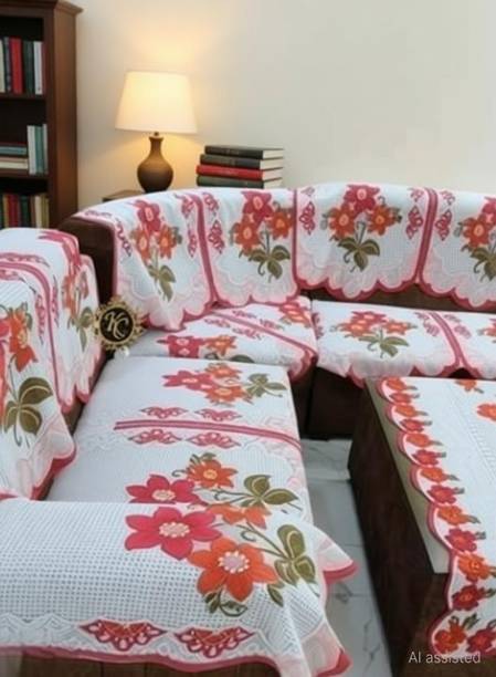 Mebels Joy Cotton 3+2 Seater Sofa Floral Cover