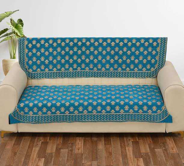 फर्निशिंग हट सेनील फ्लोरल 3 सीटर सोफा कवर