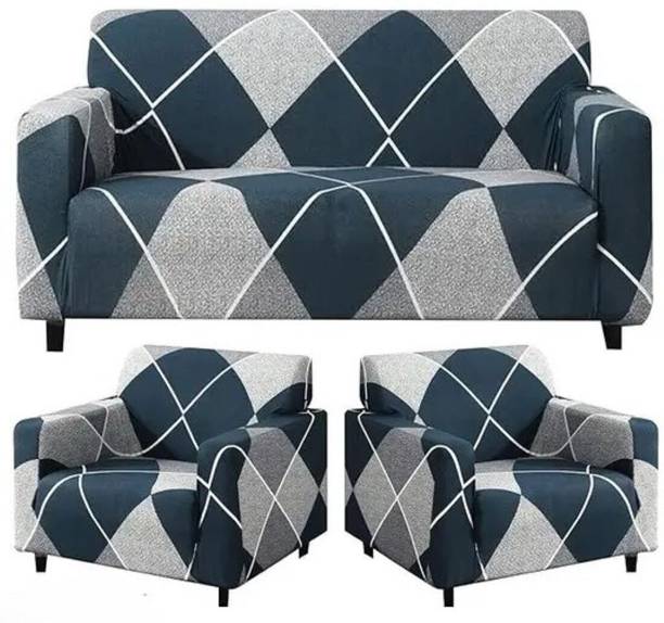 LA MANTTA Polyester 3+1+1 Seater Sofa Geometric Cover
