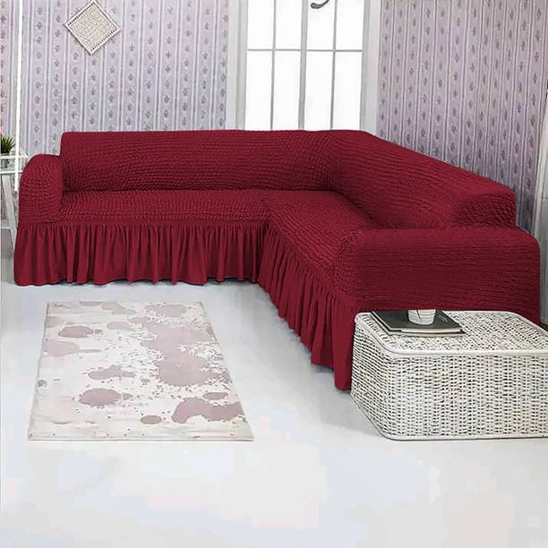 DEEJAY Polycotton Plain 3+3 Seater L-Shape Sofa Cover