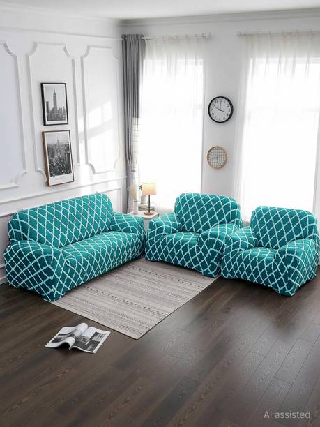 Gifts Island Polyester 3+1+1 Seater Sofa Geometric Cover