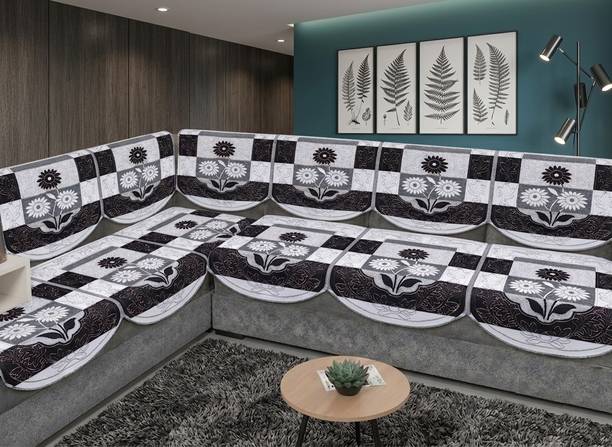 Indo amar Cotton 4+3 Seater L-Shape Sofa Floral Cover