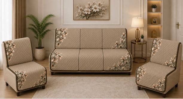 Govindika Cotton, Polyester 3+1+1 Seater Sofa Embroidered Cover