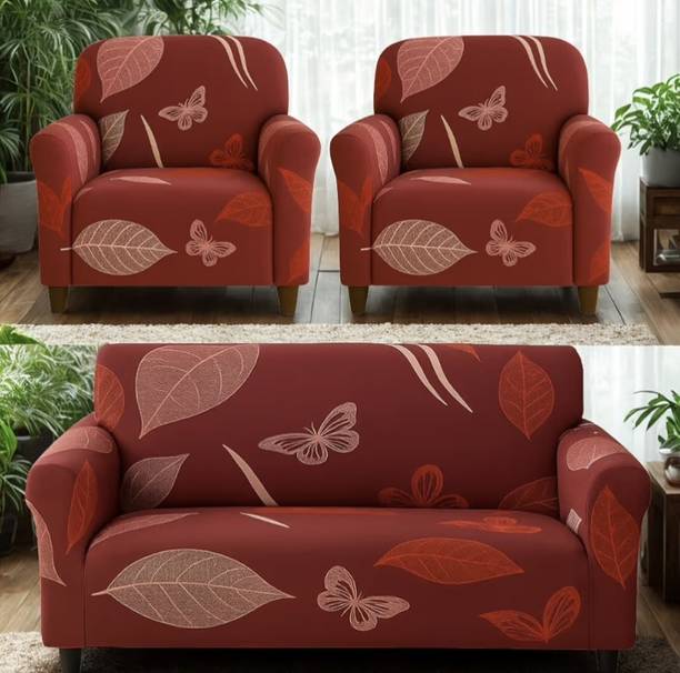 Vikto Polyester 3+1+1 Seater Sofa Floral Cover