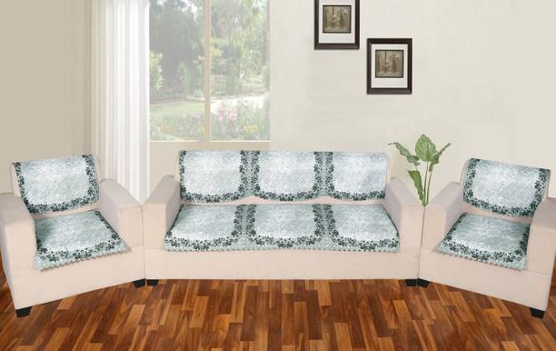 Nendle Velvet 3+1+1 Seater Sofa Floral Cover