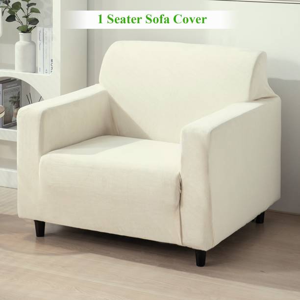 HOKiPO Velvet Plain 1 Seater Sofa Cover