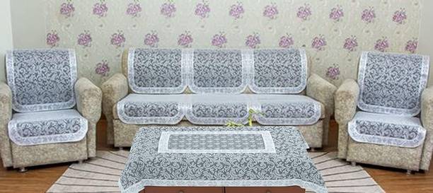 EASTTARDOMM Cotton Floral 3+1+1 Seater Sofa Cover