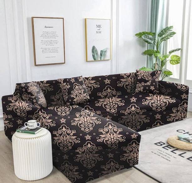 दीजय पॉलीकॉटन फ्लोरल 3+3 सीटर L-शेप सोफा कवर