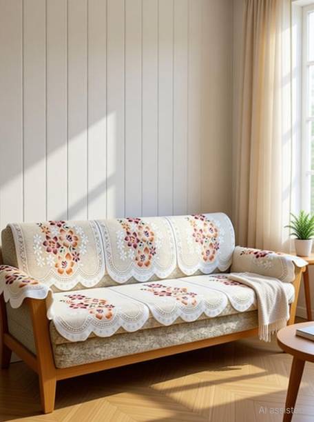 onterio fabs Cotton 3 Seater Sofa Floral Cover