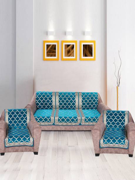 Nendle Velvet 3+1+1 Seater Sofa Damask Cover
