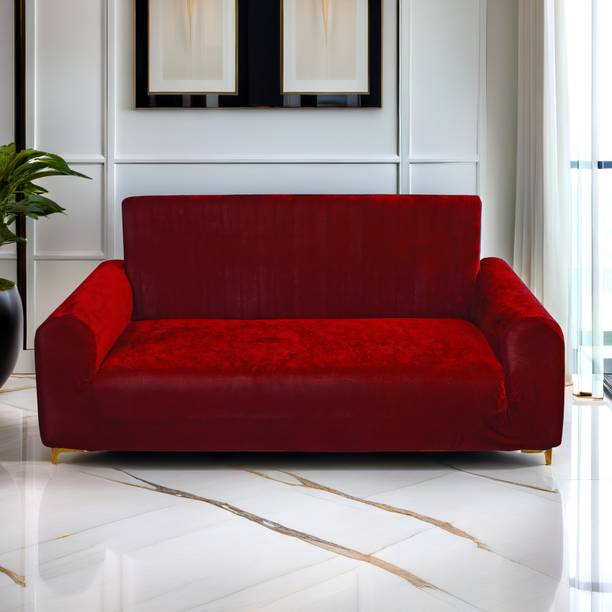 Rabhnoor Velvet, Silk Plain 3 Seater Sofa Cover