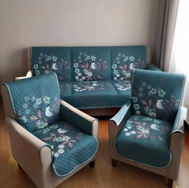HANICRAFT Velvet 3+1+1 Seater Sofa Floral Cover
