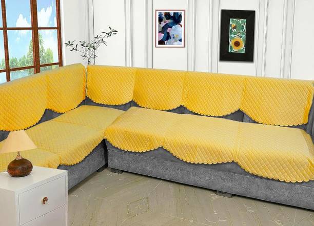 EASTTARDOMM Velvet Geometric 6 Seater Sofa Cover