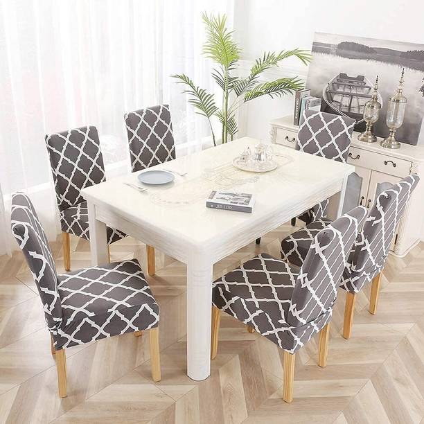 QUIRKYHUB Polycotton Geometric 6 Seater Chair Cover