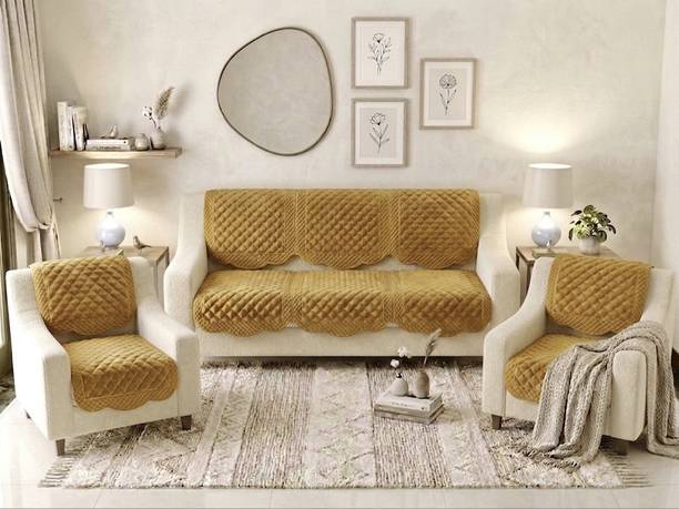 WiseHome Velvet 3+1+1 Seater Sofa Checkered Cover
