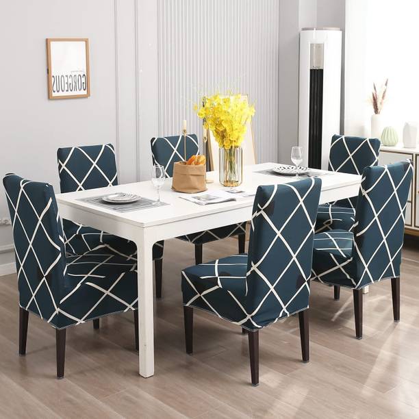 QUIRKYHUB Polycotton Geometric 6 Seater Chair Cover