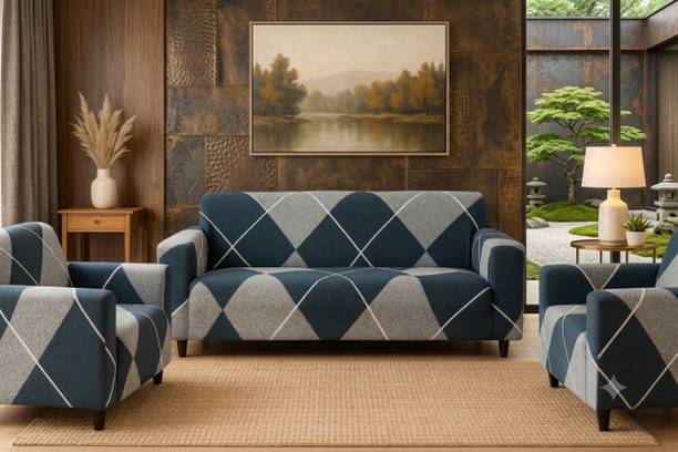 DPC Polycotton 3+1+1 Seater Sofa Checkered Cover
