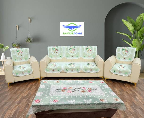 EASTTARDOMM Cotton Floral 3+1+1 Seater Sofa Cover