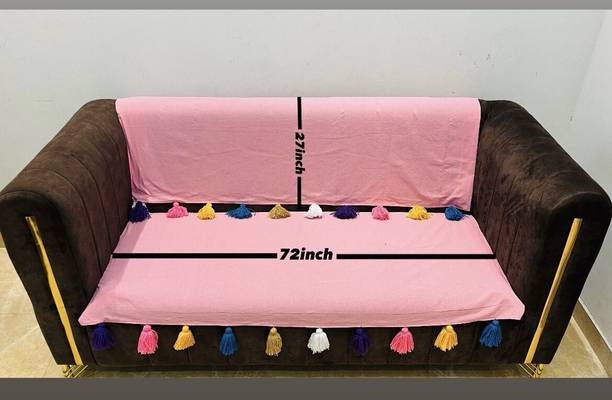 vardhman handloom Cotton Plain 3 Seater Sofa Cover