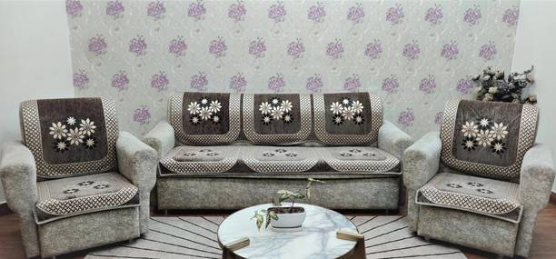 MHF Velvet Floral 3+1+1 Seater Sofa Cover