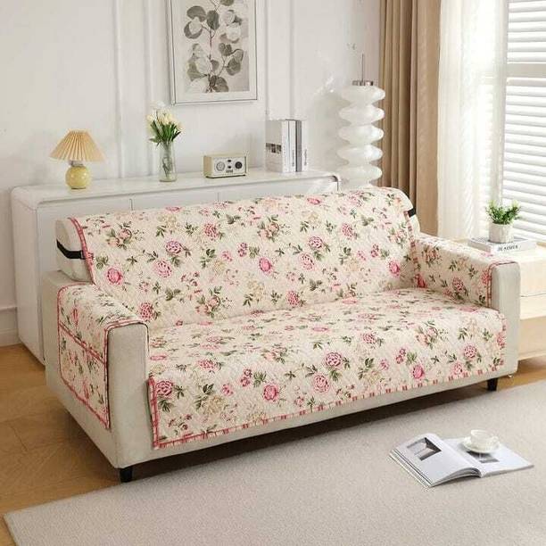 RAMESHT Polyester 3 Seater Sofa Floral Cover