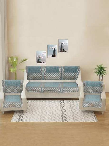 MORADO Chenille 3+1+1 Seater Sofa Embroidered Cover