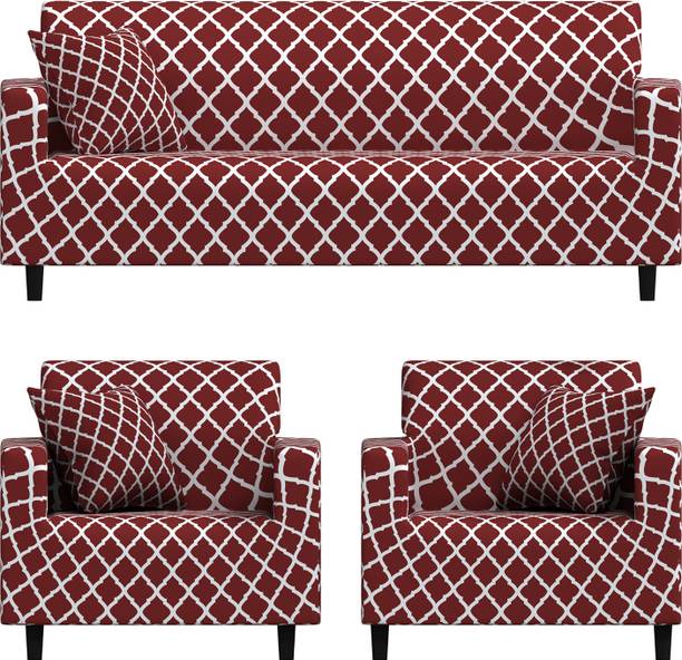 FurShine Polyester Geometric 3+1+1 Seater Sofa Cover
