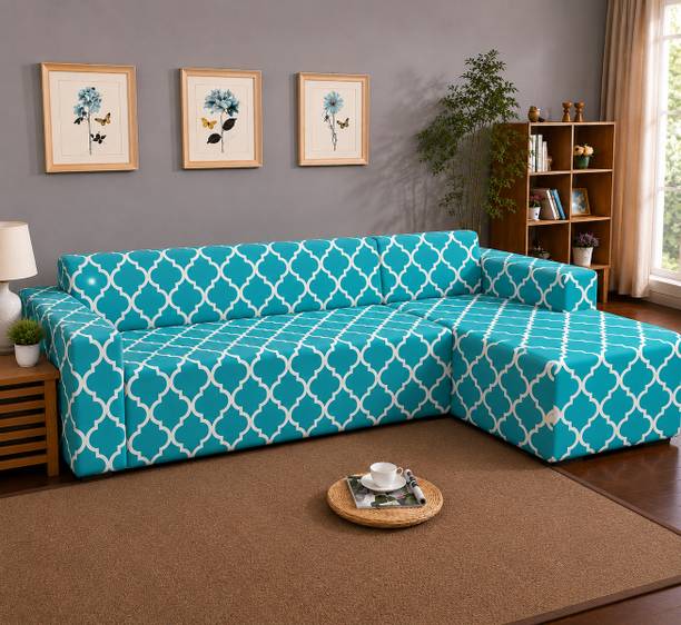 Gifts Island Polyester 3+2 Seater L-Shape Sofa Printed Cover