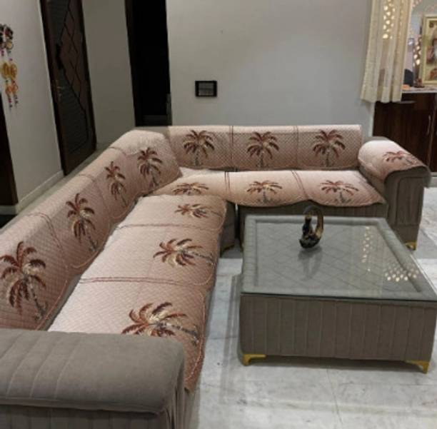 Govindika Cotton, Polycotton 3+2 Seater L-Shape Sofa Printed Cover