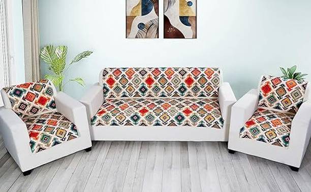 Passion Hut Velvet 3+1+1 Seater Sofa Abstract Cover