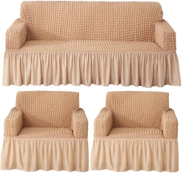 HOKiPO Polyester Plain 3+1+1 Seater Sofa Cover