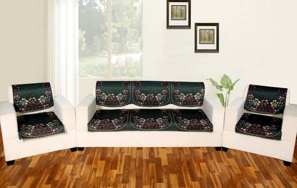 Nendle Velvet 3+1+1 Seater Sofa Floral Cover