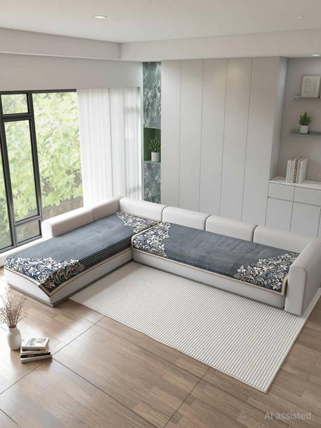 Flipkart SmartBuy Velvet 3+3 Seater L-Shape Sofa Floral Cover