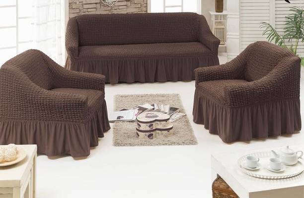 Multitex Polyester Plain 3+1+1 Seater Sofa Cover