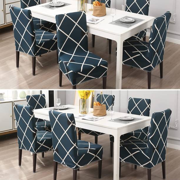 QUIRKYHUB Polycotton Geometric 6 Seater Chair Cover