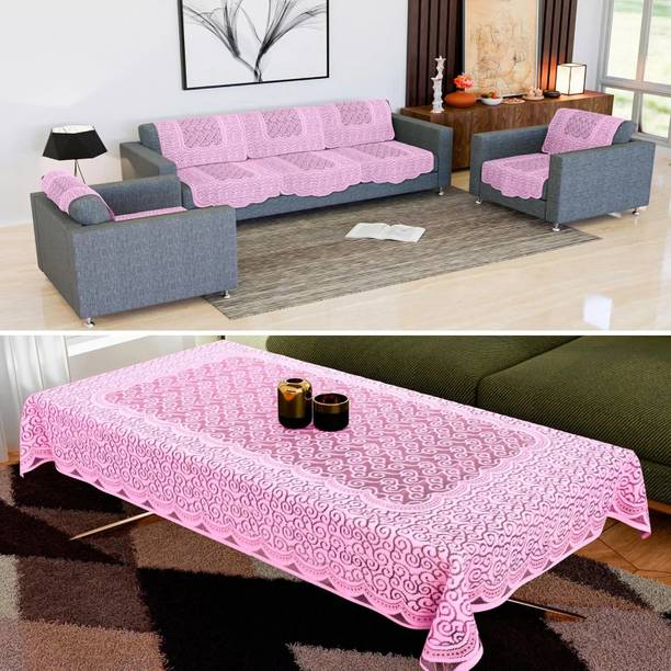EASTTARDOMM Cotton Floral 3+1+1 Seater Sofa Cover